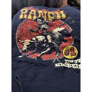 Grim Days Ranch Dust Kickers Skeleton Bull Rider Graphic Tee Men's Large